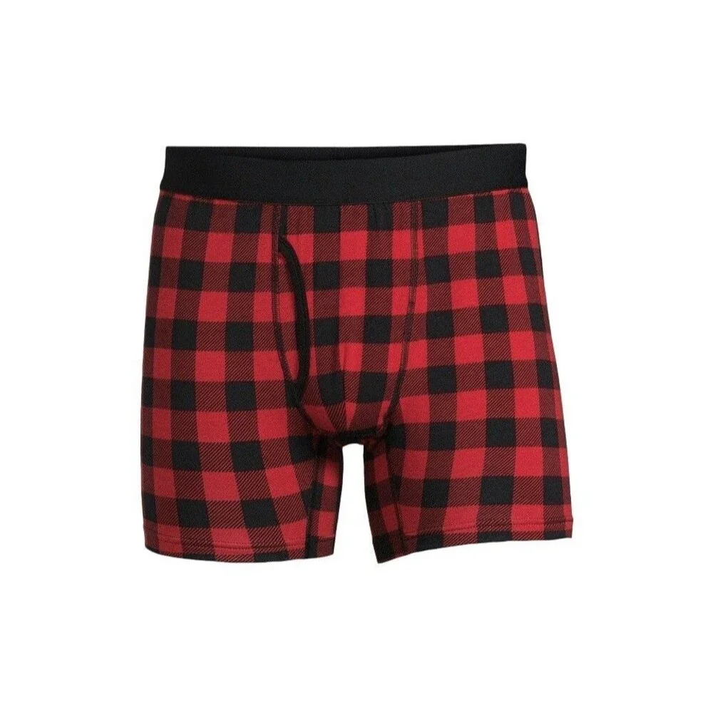 Holiday Time Boxer Briefs Red Black Plaid Mens Size Large (36-38)